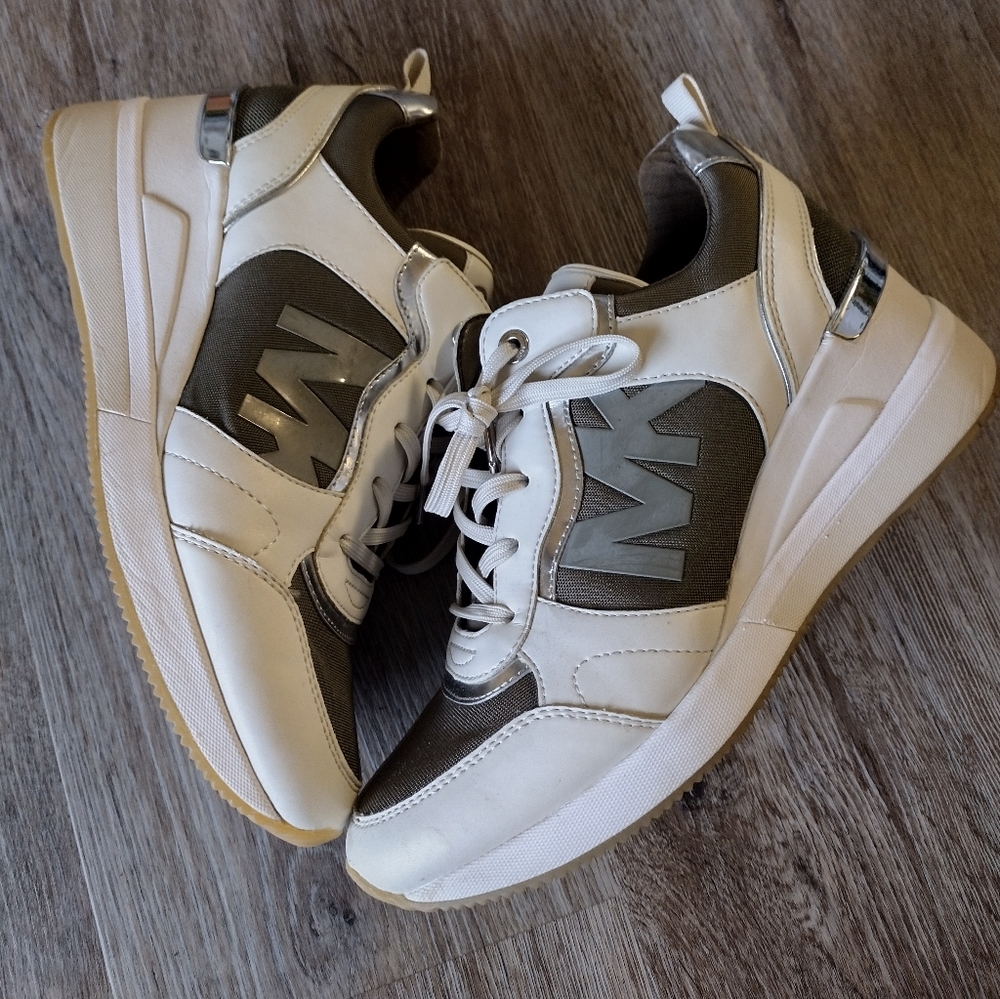 Michael Kors Sneakers ,Size 9...Stylish White and Gray Sneakers..Like New Condit
